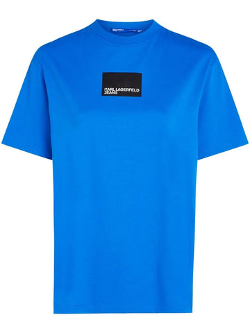 Brand logo-print Blue T-shirt