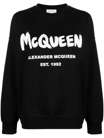 Logo-printed black sweatshirt
