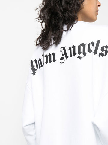 Brand logo-print crew neck white sweatshirt