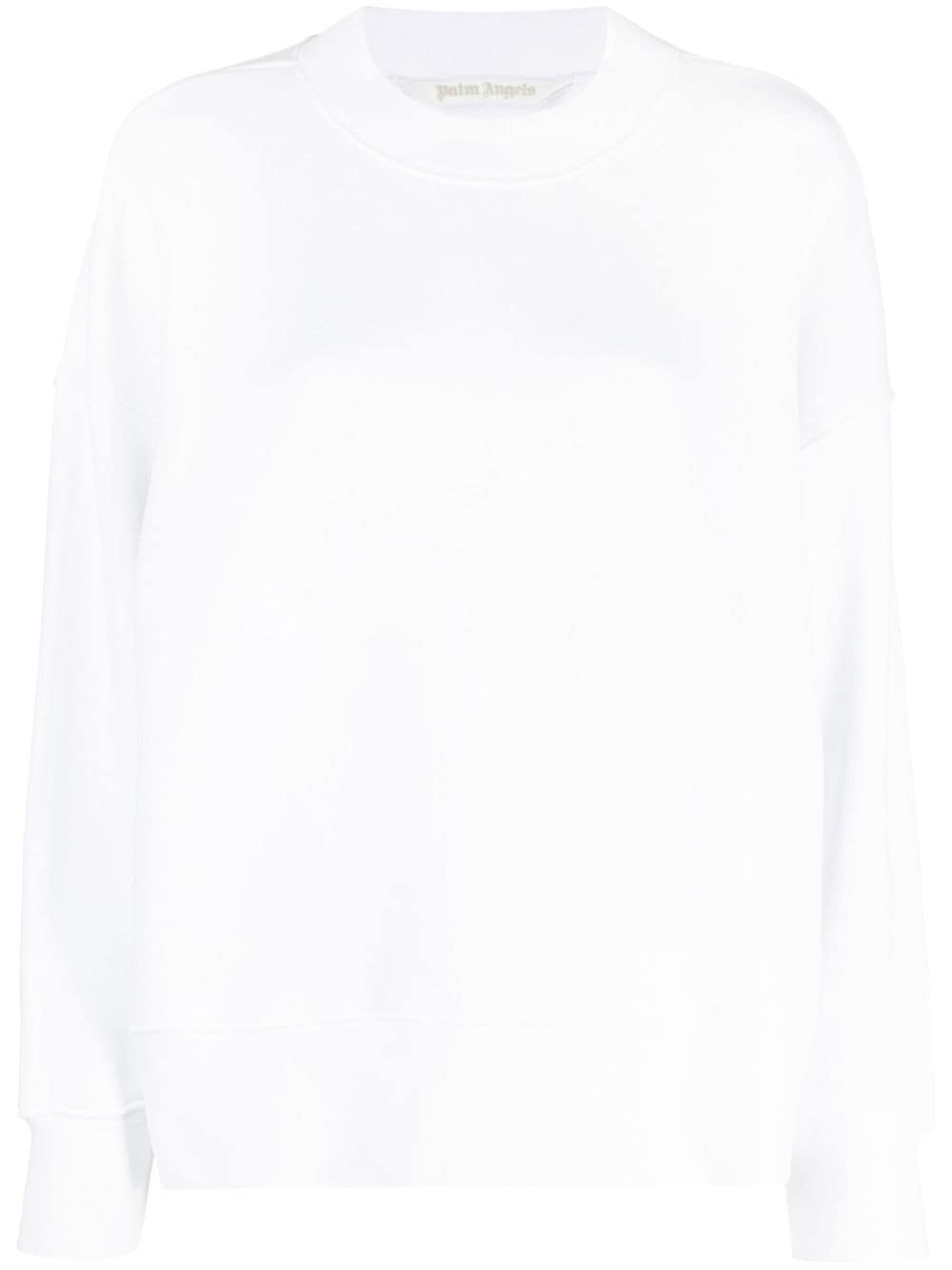 Brand logo-print crew neck white sweatshirt