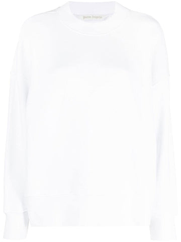 Brand logo-print crew neck white sweatshirt