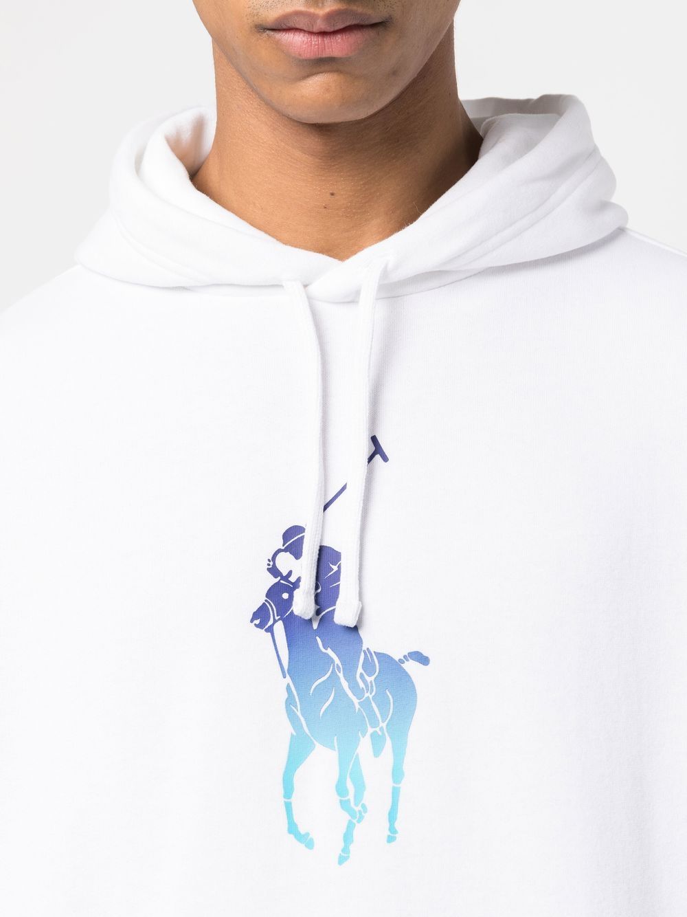 Graphic-print white pullover hoodie
