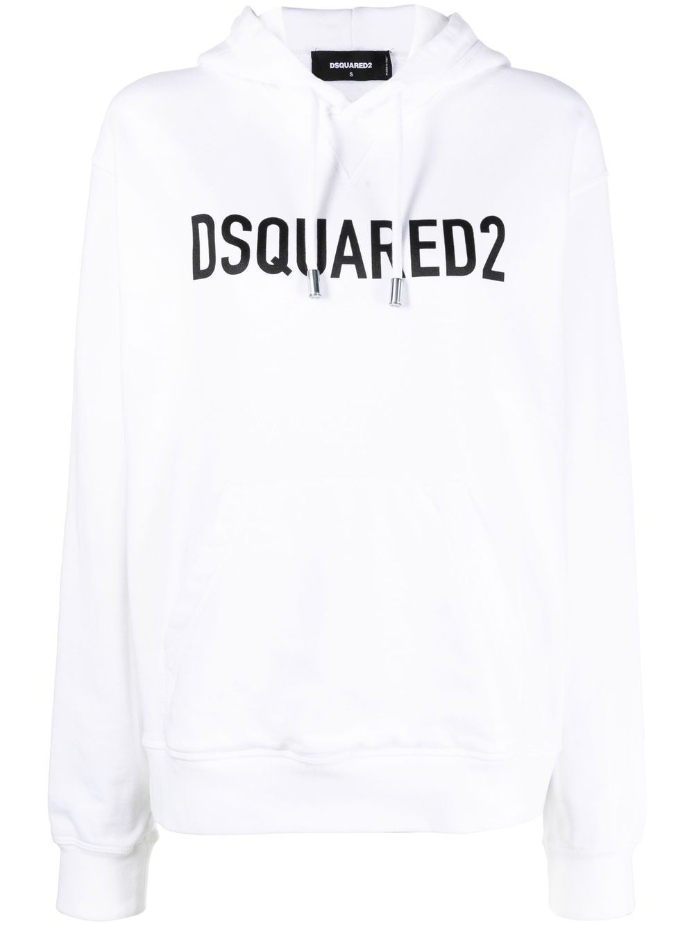 Brand logo-print white cotton hoodie