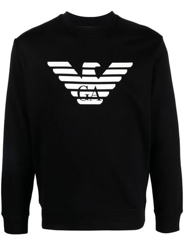 Eagle logo-print black cotton sweatshirt