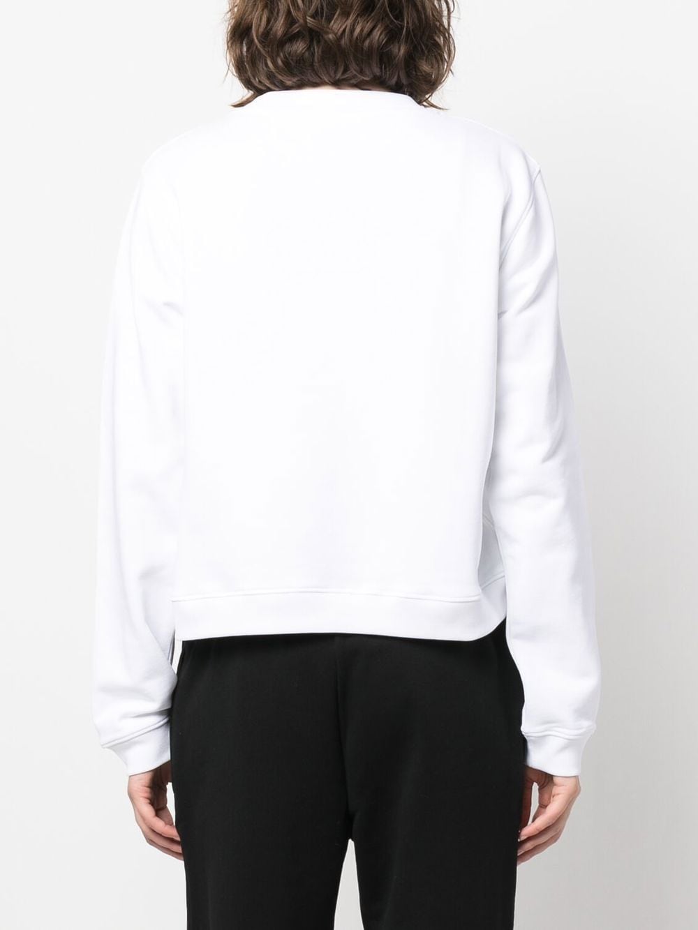 Teddy bear-print white cotton sweatshirt