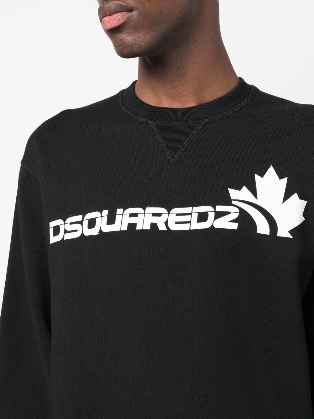 Flag logo-print crewneck black sweatshirt