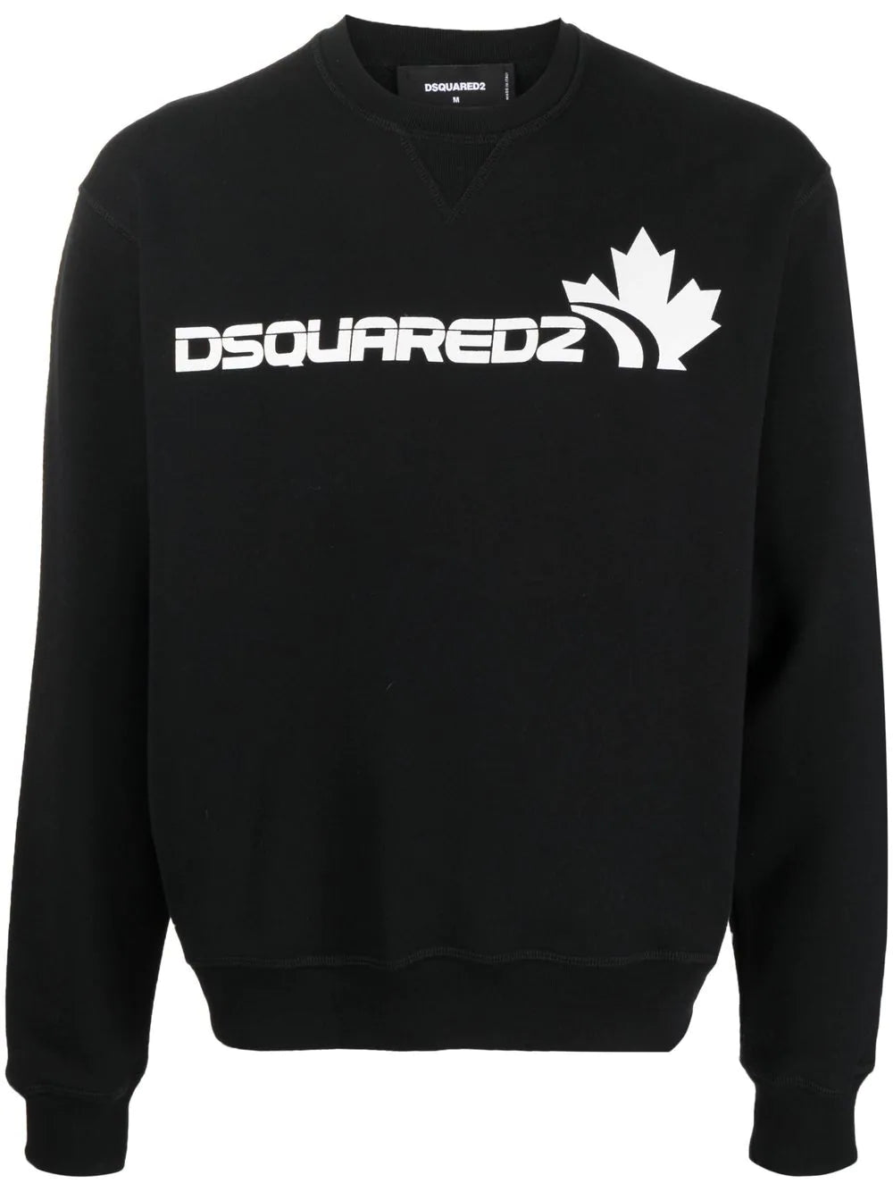Flag logo-print crewneck black sweatshirt