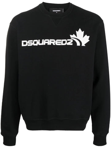 Flag logo-print crewneck black sweatshirt
