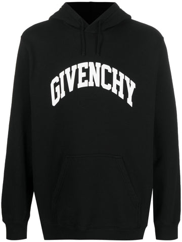 Givenchy logo-print black cotton hoodie