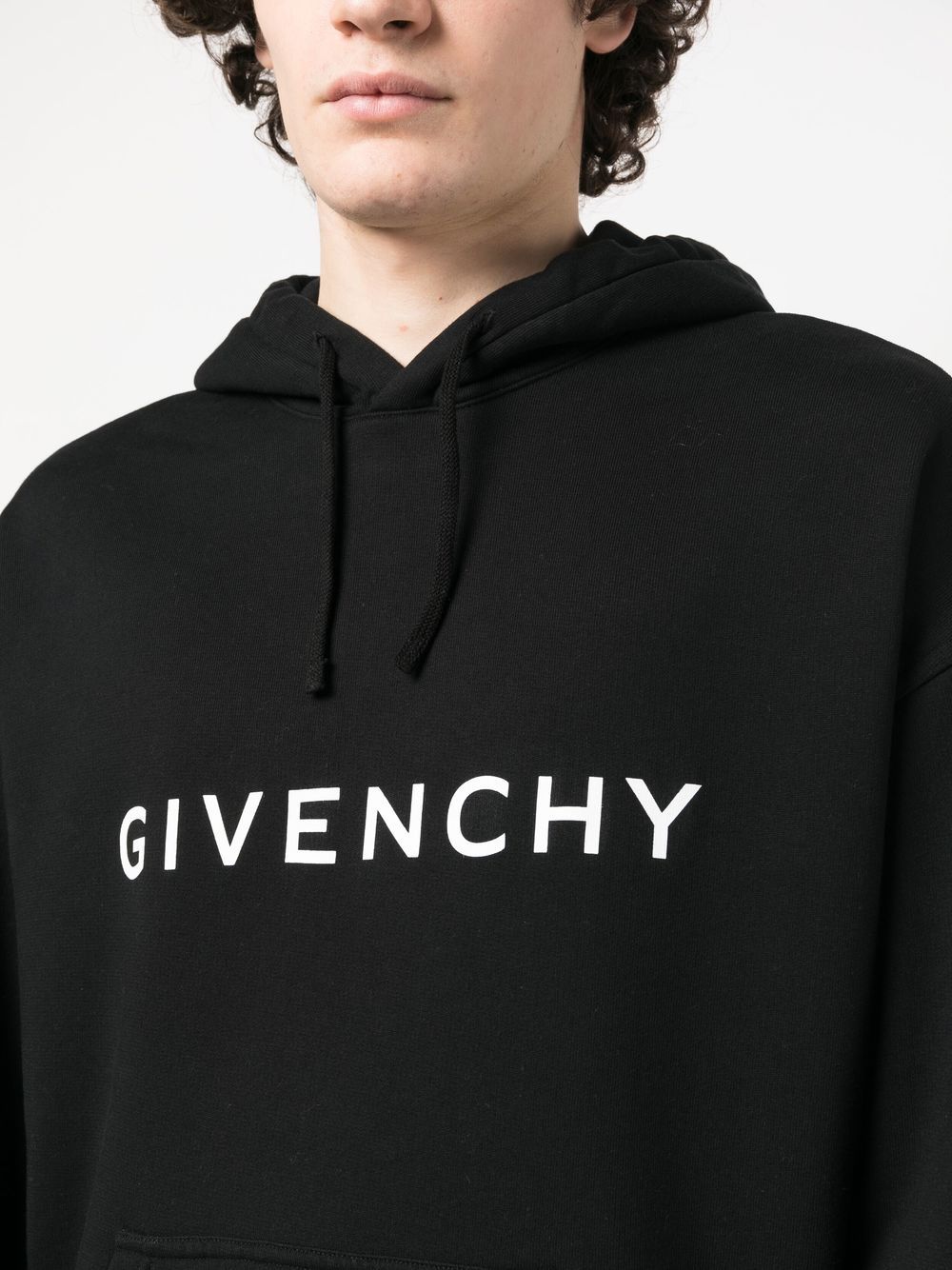 Givenchy logo-print black drawstring hoodie