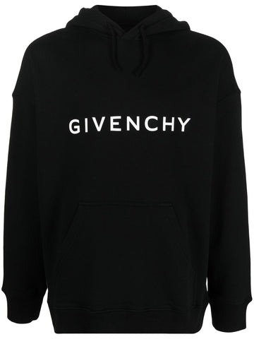 Givenchy logo-print black drawstring hoodie