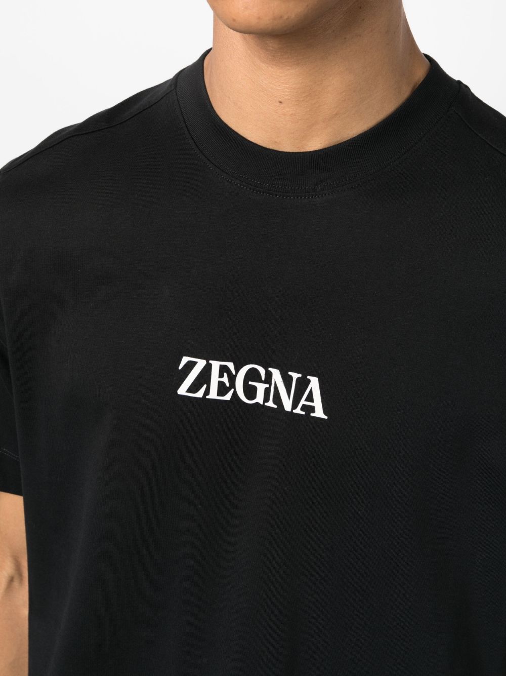 Brand logo-print black cotton T-shirt