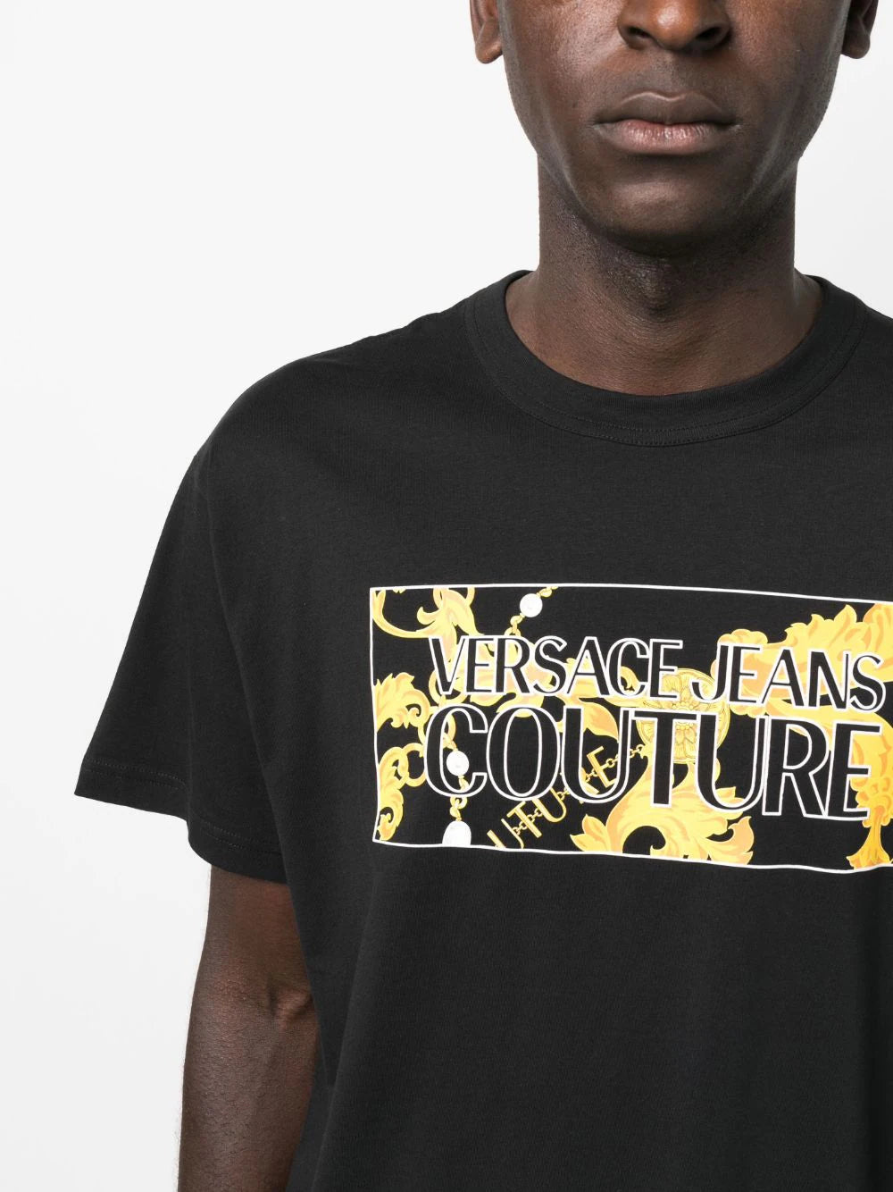Graphic logo-print black T-shirt