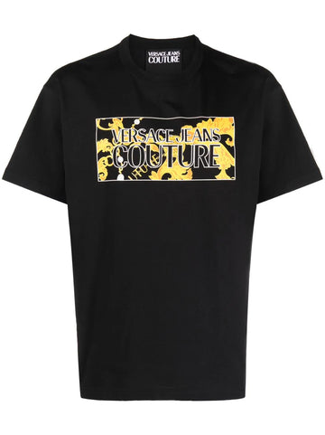 Graphic logo-print black T-shirt