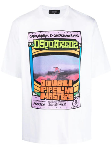 Graphic-print cotton oversized white T-shirt