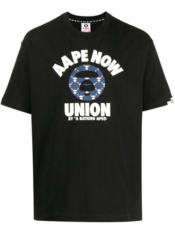 Union logo-print black cotton T-shirt