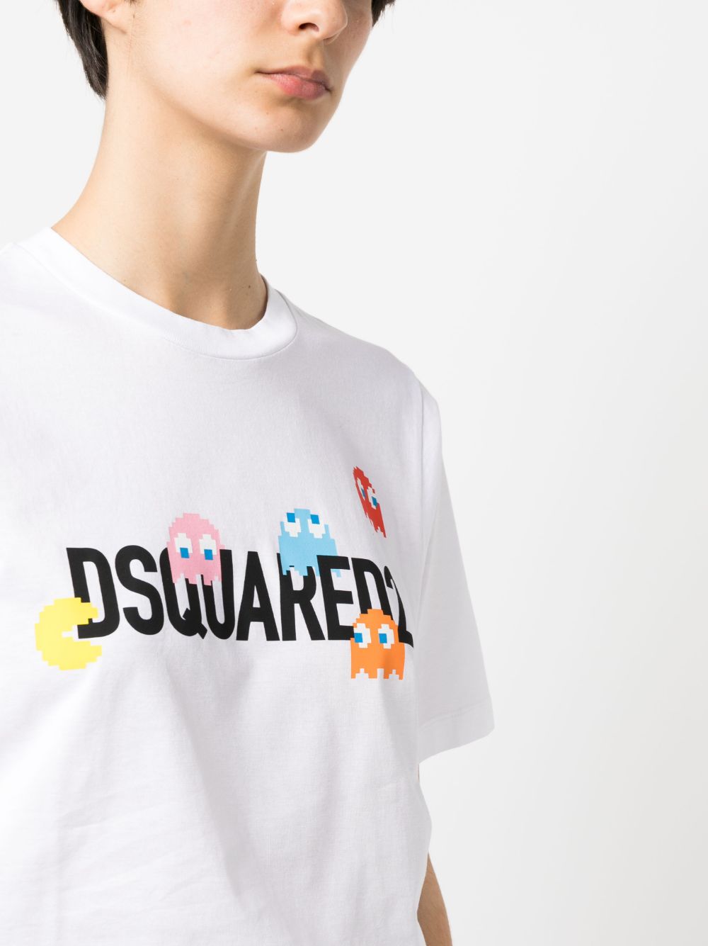 Brand logo-print White cotton T-shirt