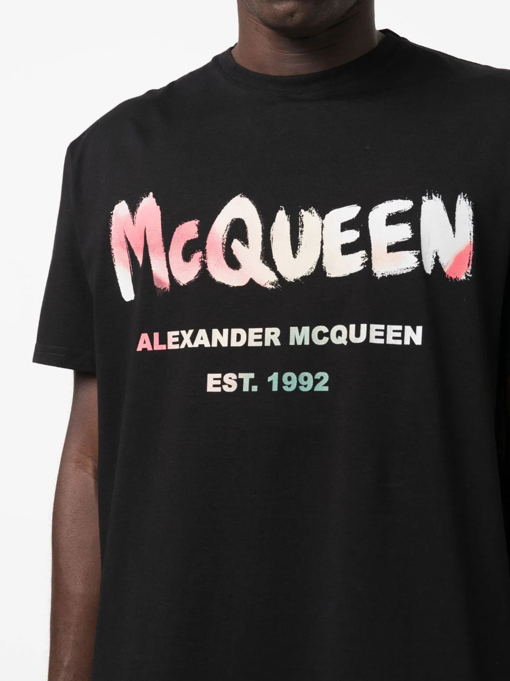 Abstract logo-print black T-shirt
