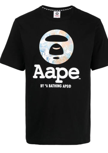 AAPE logo-print white cotton T-shirt