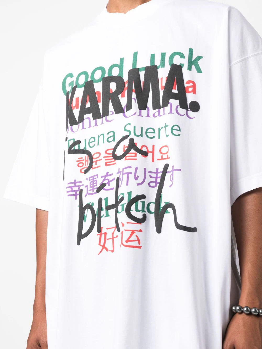 Graphic-print cotton white oversized T-shirt