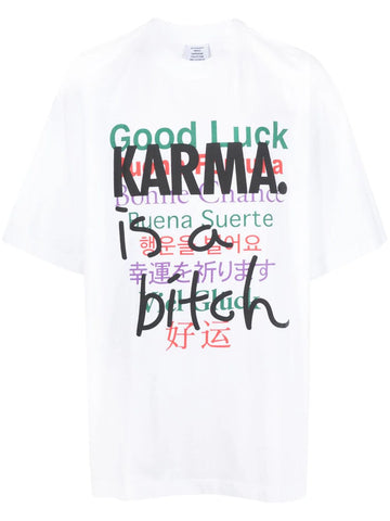 Graphic-print cotton white oversized T-shirt