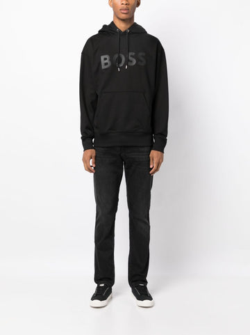 BOSS logo-print drawstring cotton hoodie