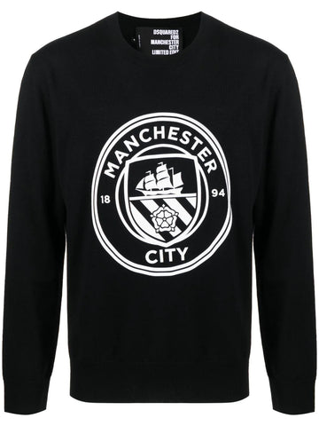 Manchester city logo-print black sweatshirt