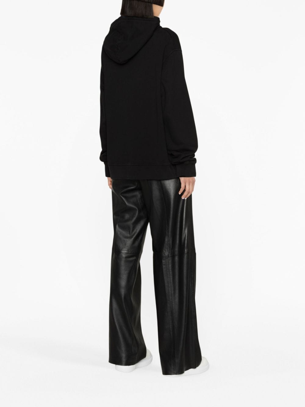 Bold logo-print black cotton hoodie