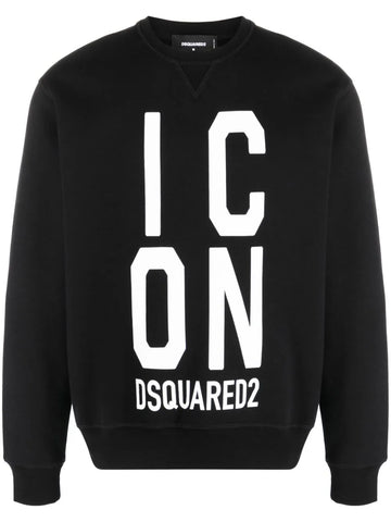 Icon logo-print black cotton sweatshirt