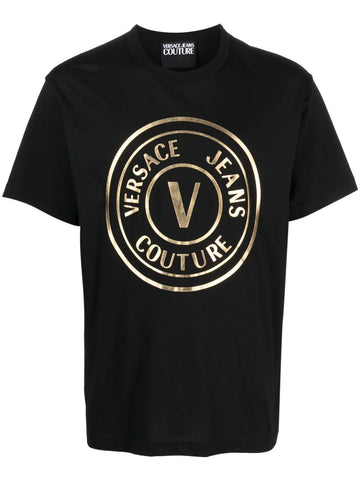 Golden Logo-print black cotton T-shirt