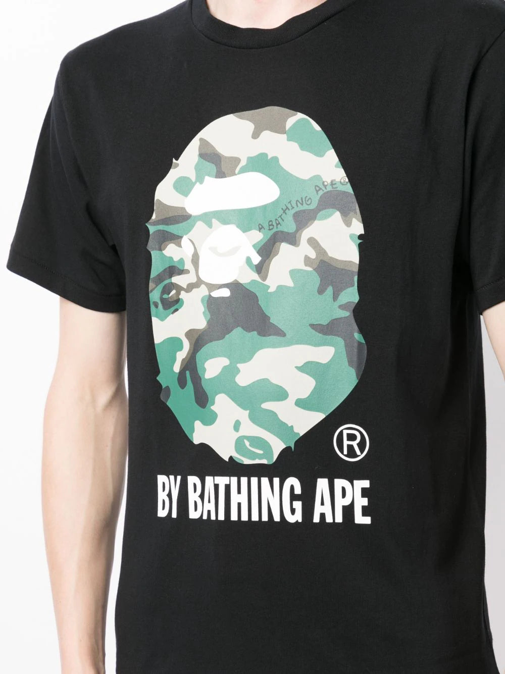 AAPE Camouflage logo-print black cotton T-shirt