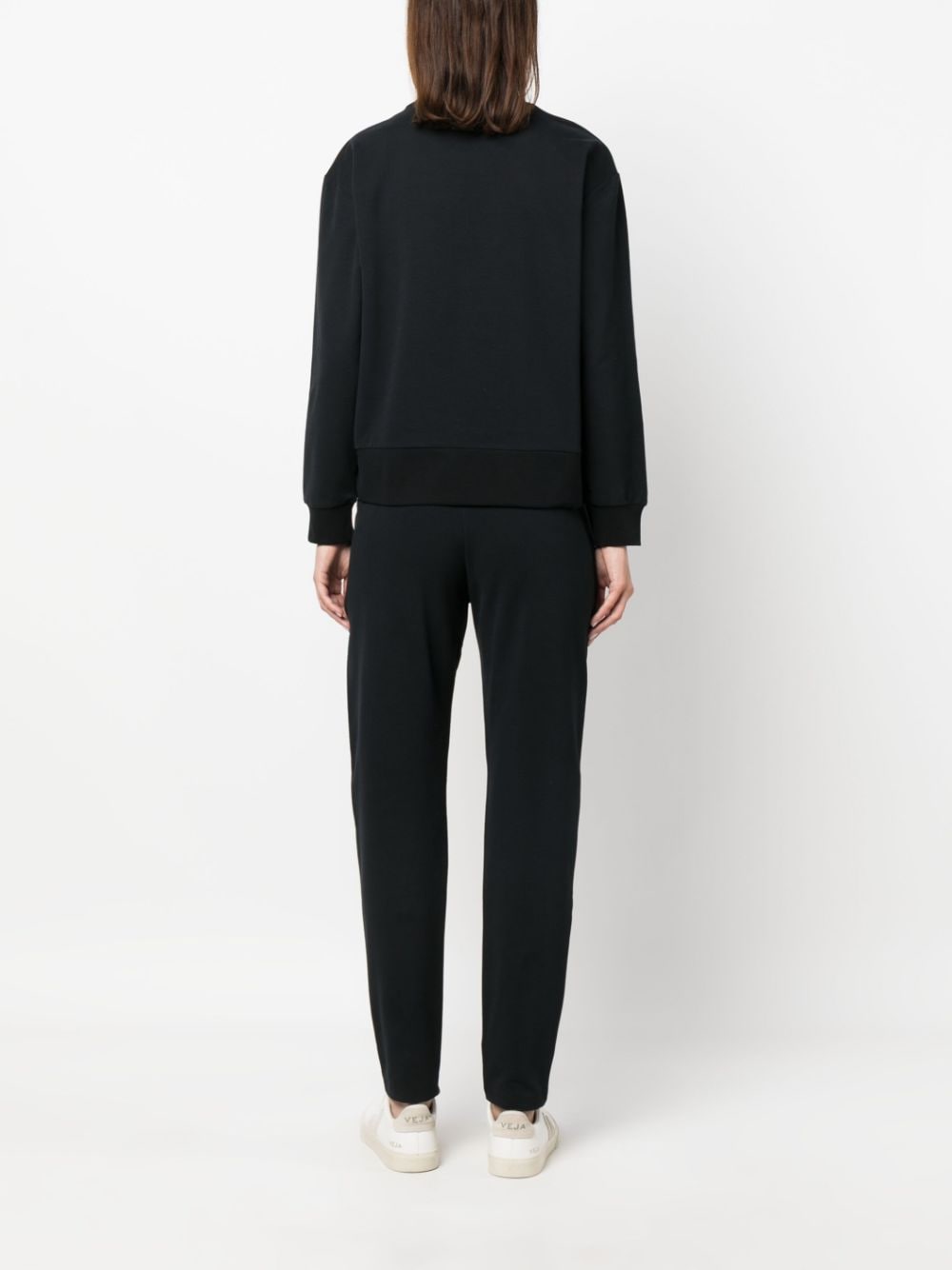Ea7 logo-print black cotton sweatshirt