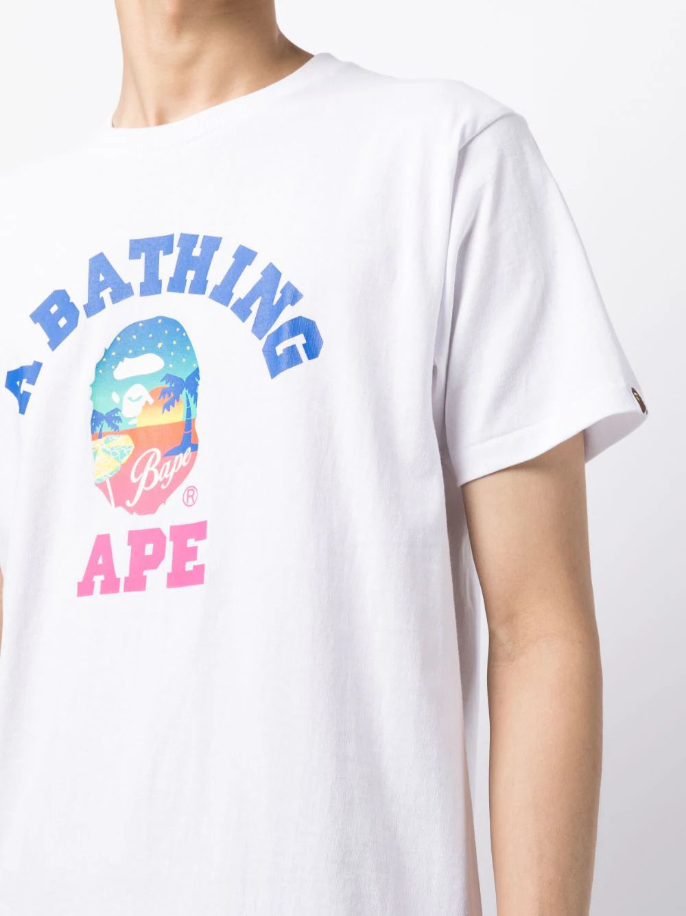 Brand Graphic Logo-Print White Cotton T-shirt