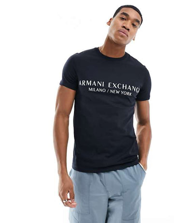 Brand linear logo t-shirt in Navy