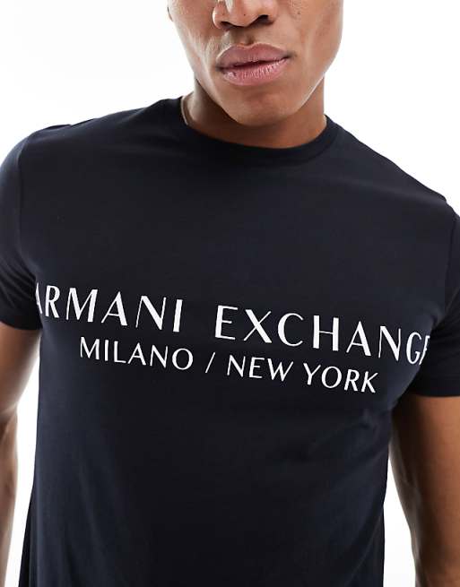 Brand linear logo t-shirt in Navy