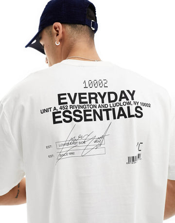 ASOS DESIGN oversized t-shirt in white with text back print