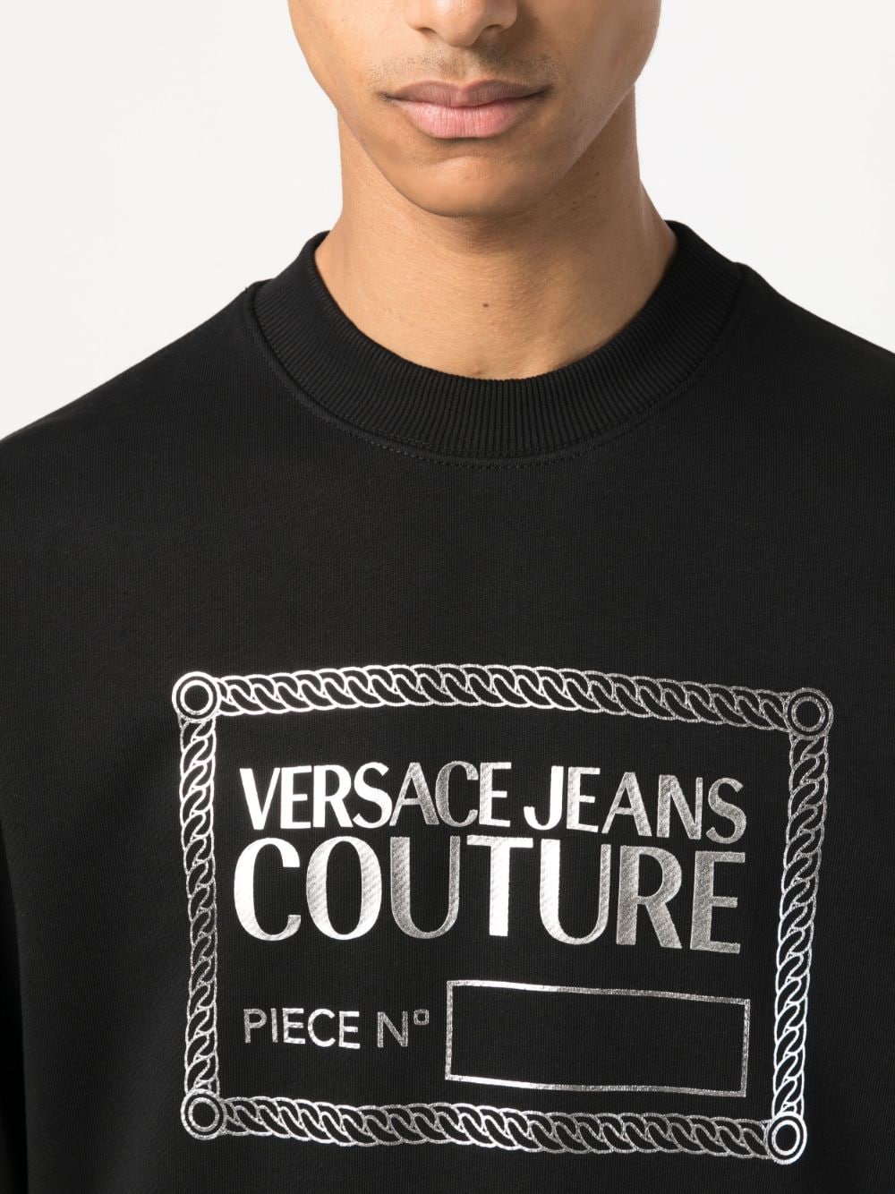 Metallic logo-print Black sweatshirt
