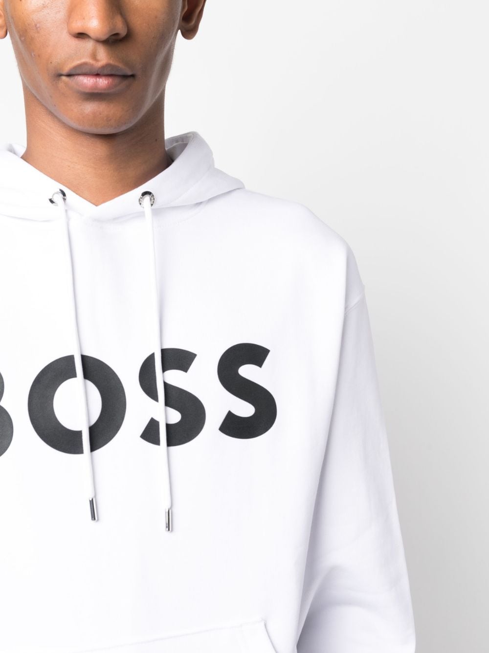 BOSS logo-print cotton hoodie