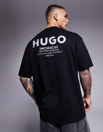 Oversized fit central logo t-shirt in Black