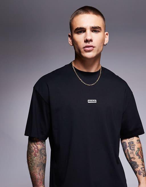 Oversized fit central logo t-shirt in Black