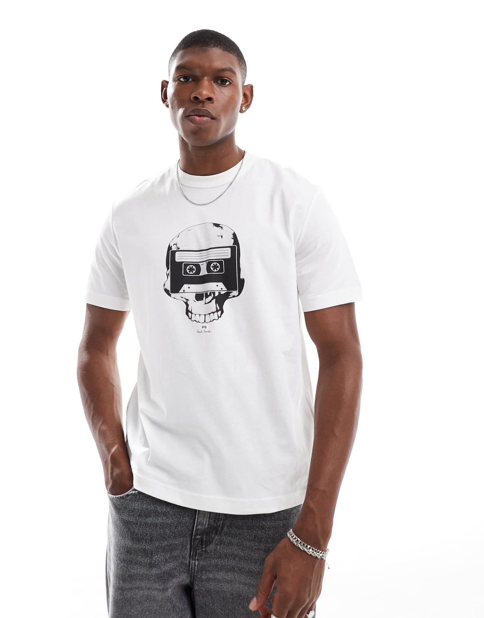 PS skull print t-shirt in white