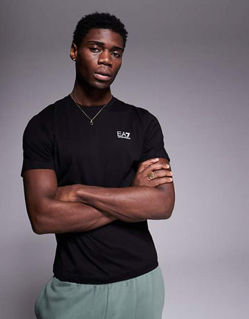 EA7 crew neck logo t-shirt in Black