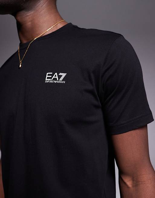 EA7 crew neck logo t-shirt in Black