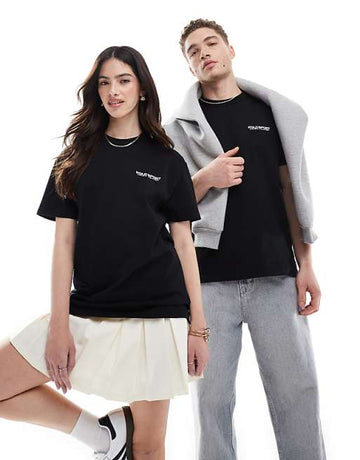 Sport capsule unisex front and back logo print heavyweight t-shirt in black