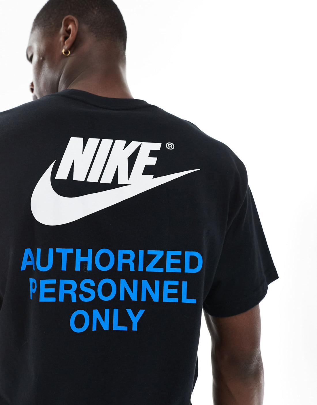 Swoosh graphic back print t-shirt in black