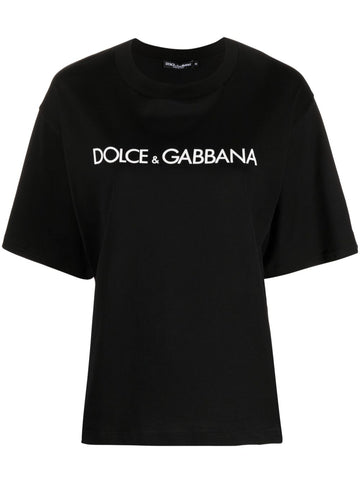 Brand logo-print black cotton oversized T-shirt