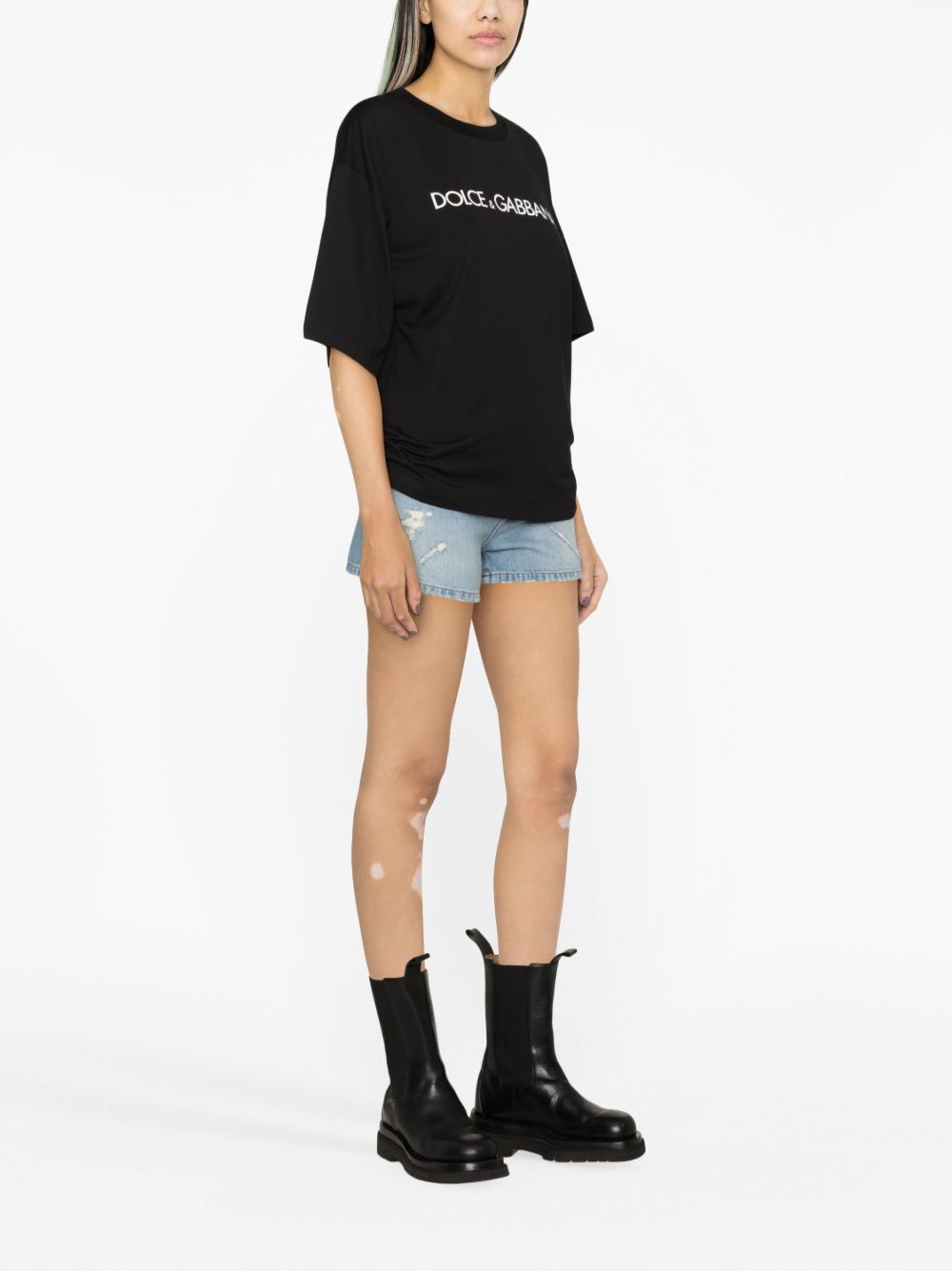 Brand logo-print black cotton oversized T-shirt