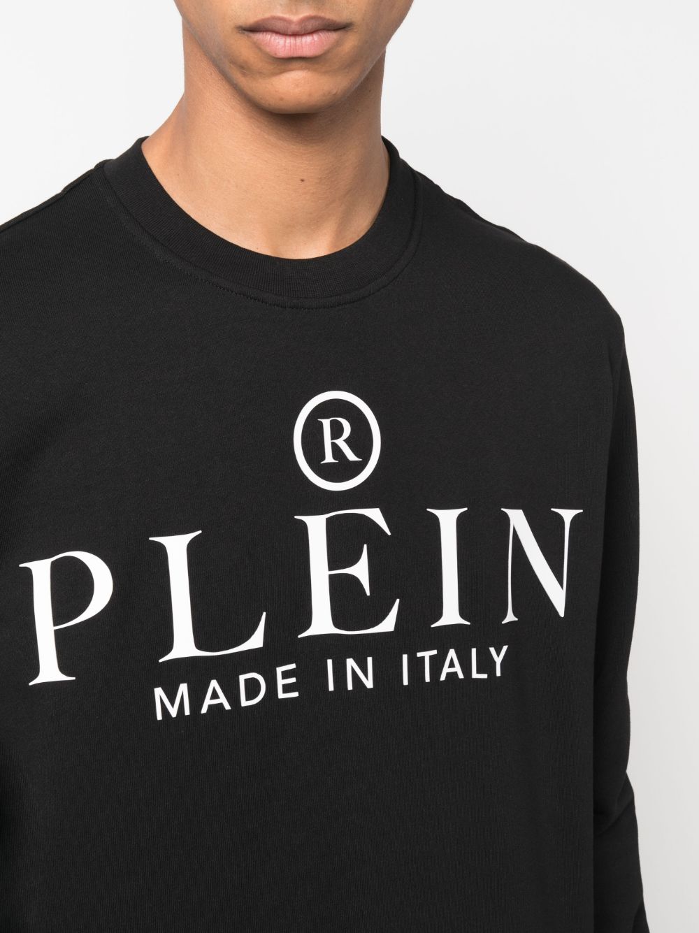 Logo-print ribbed-knit Black sweatshirt