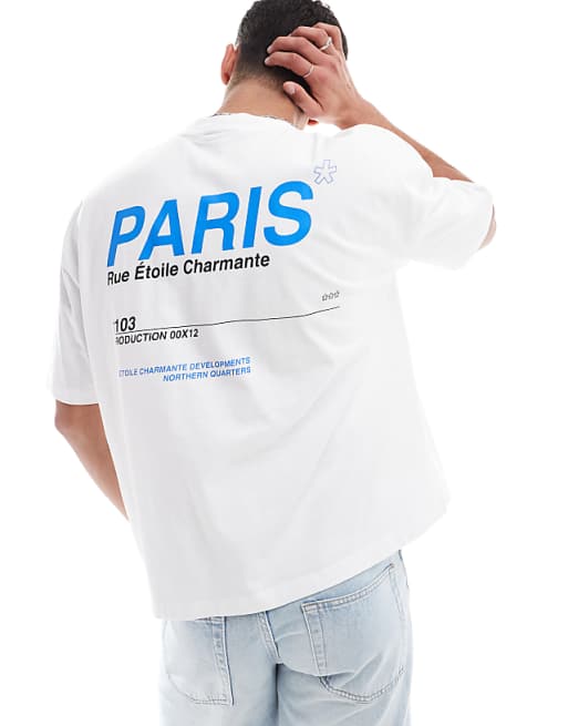 ASOS DESIGN oversized t-shirt with City graphic in white