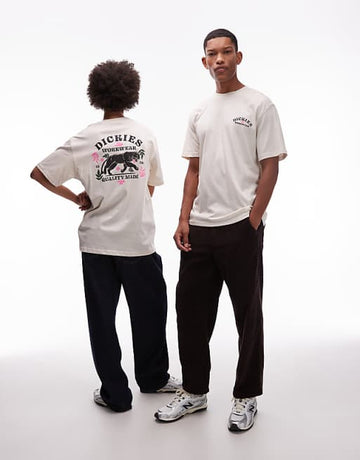 Dickies lucasville graphic animal backprint oversized t-shirt in off white